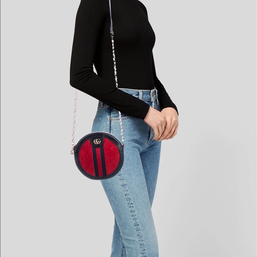 SOLD Gucci Mini Ophidia Round bag In Red Suede - Picture 6 of 10